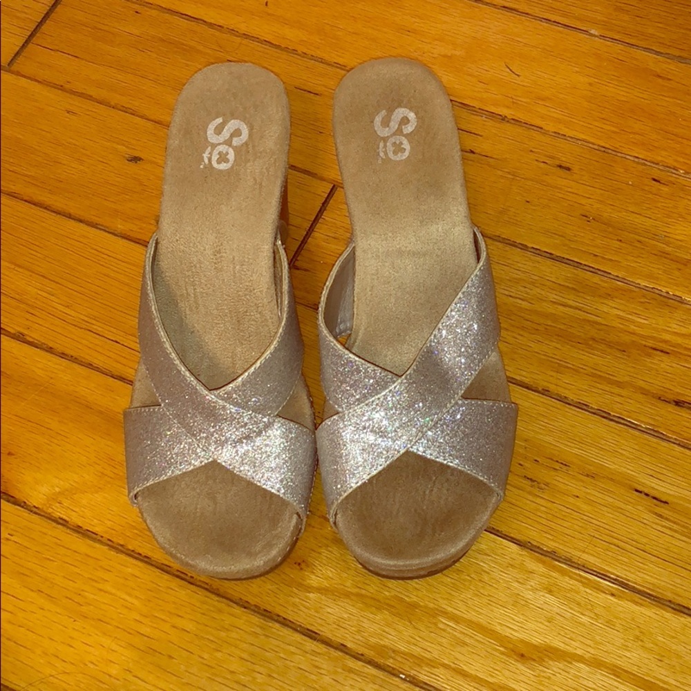 Sparkly Silver Wedges